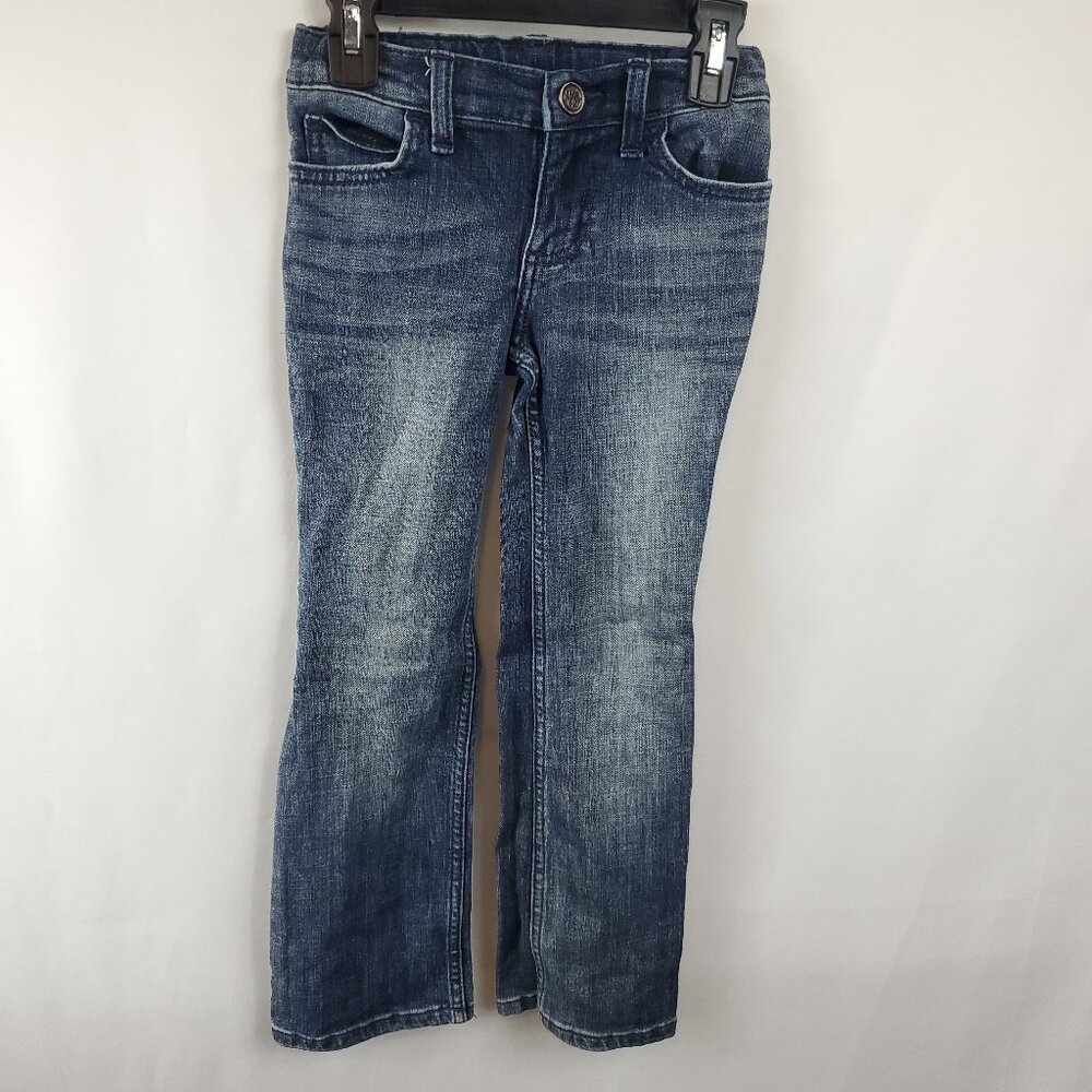 Wrangler Girls Dark Blue Wash Denim Jeans Bootcut Sz 6X Slim